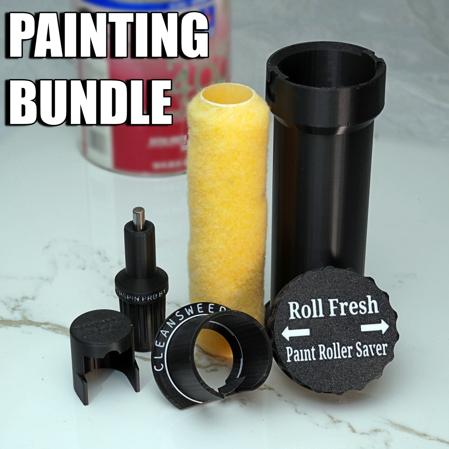 Painting Tools Bundle – These 4 tools allow you to Clean Your Roller Faster, or Store it for days