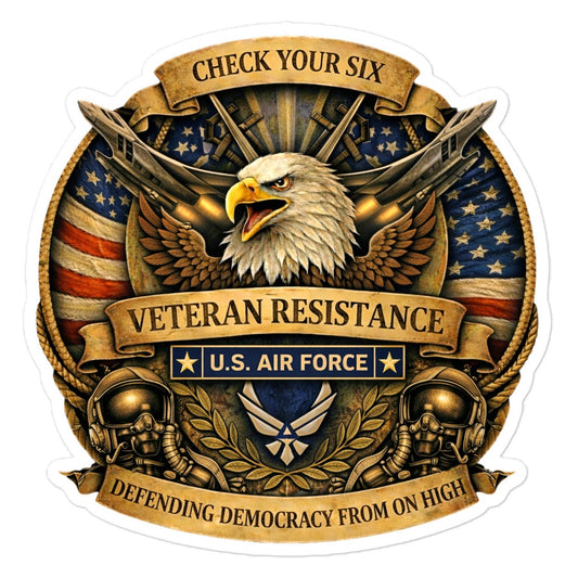 Air Force Veteran Resistance Stickers - Check Your Six - Defending Democracy From on High
