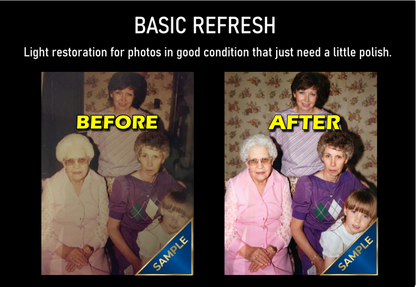 Basic Refresh photo restoration service – before and after example of faded photo