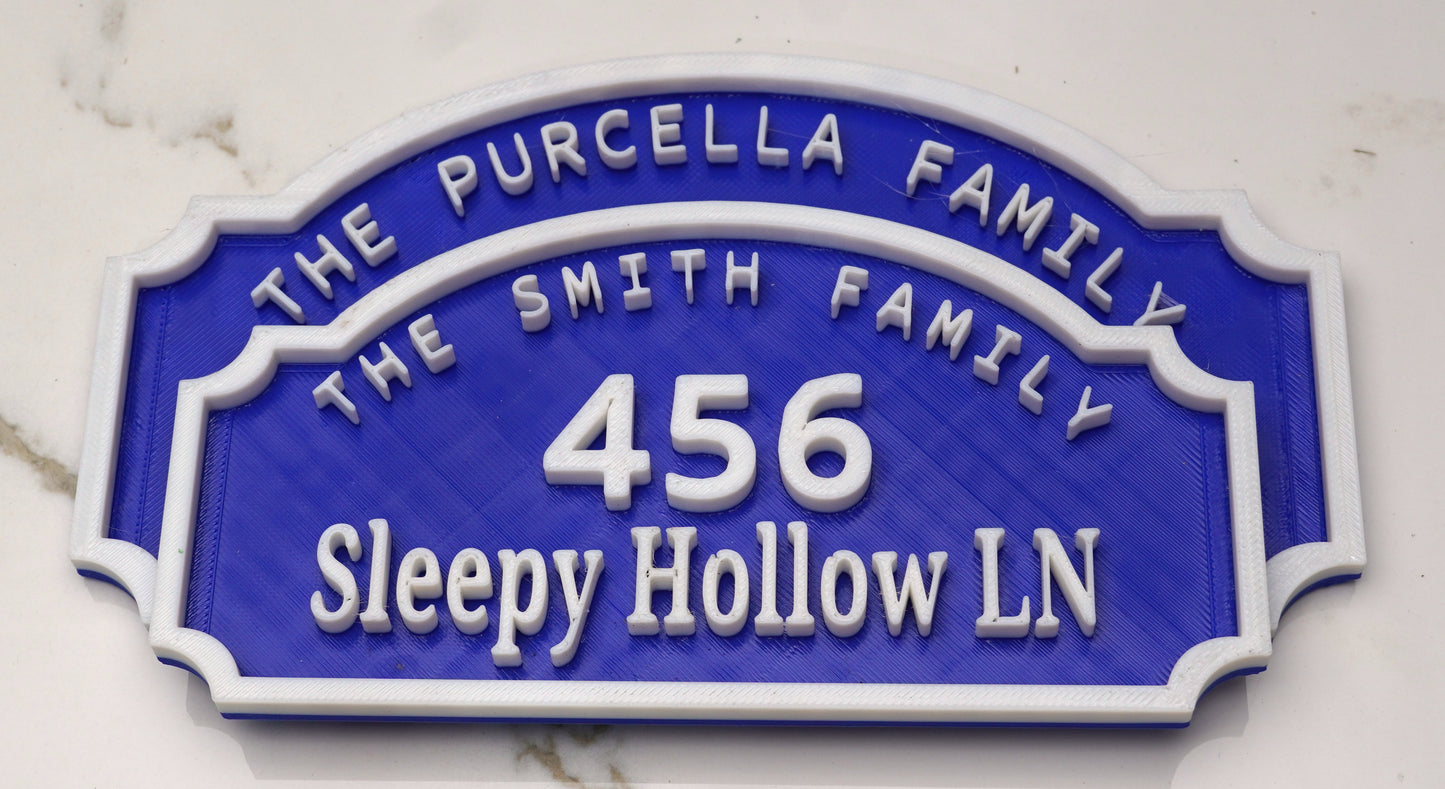 Custom Deluxe House Address Sign with family name at the top