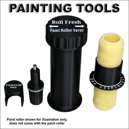 Painting Tools Bundle – These 4 tools allow you to Clean Your Roller Faster, or Store it for days