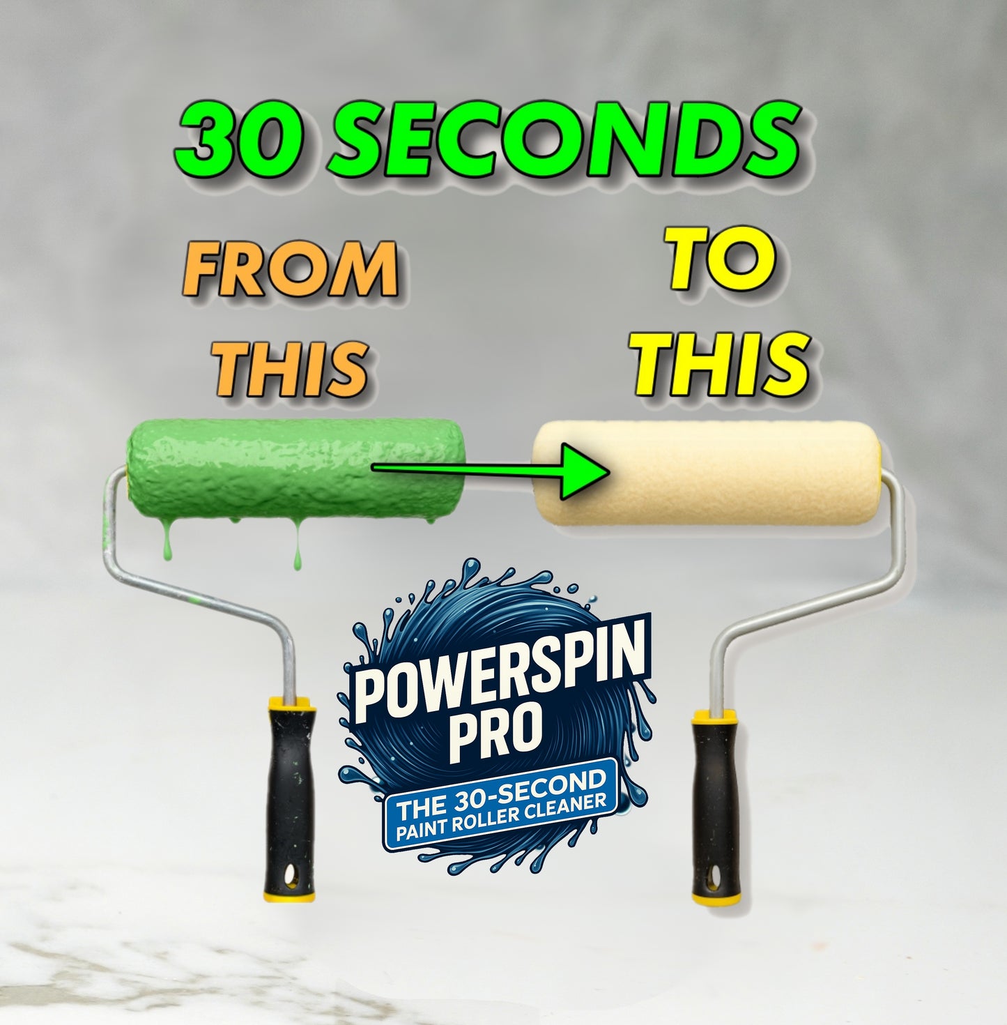 POWERSPIN PRO – Fast Paint Roller Cleaner, Clean Paint Rollers in 30 Seconds or Less with No Mess