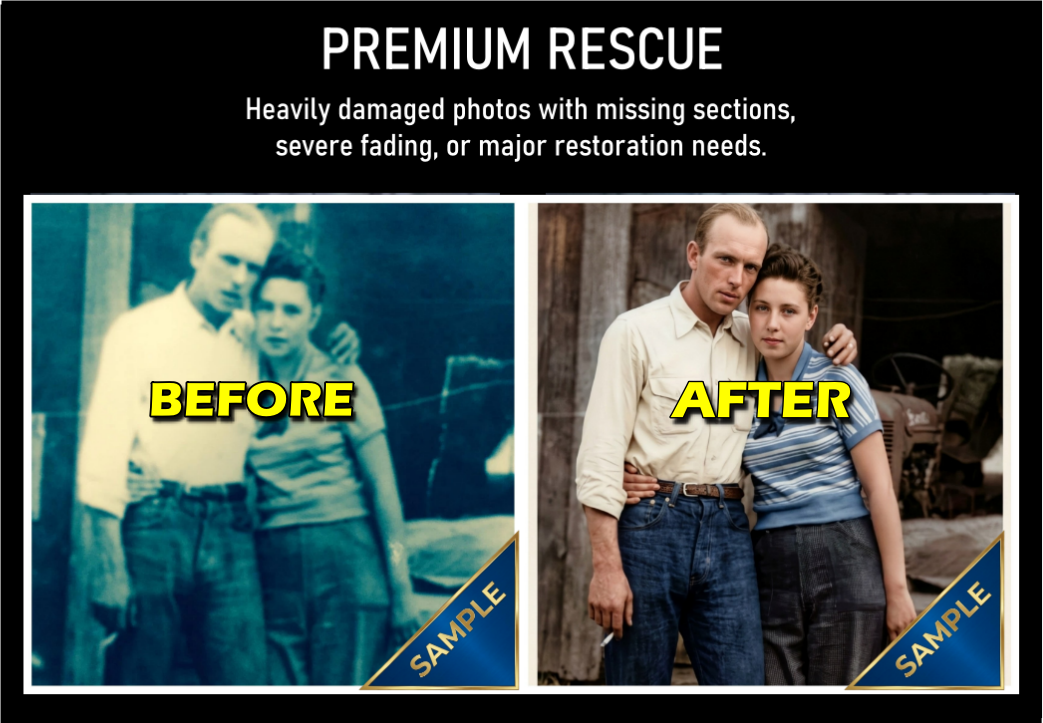 Premium Rescue restored photo with color correction example