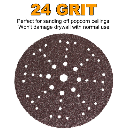 24 grit 9" drywall & popcorn Sanding disc on a white background