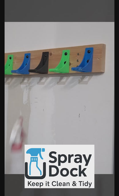 The SprayDock spray bottle wall mounted rack