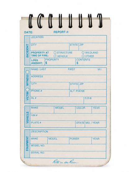 Rite in the Rain No. 125 Fire Incident Report notebook