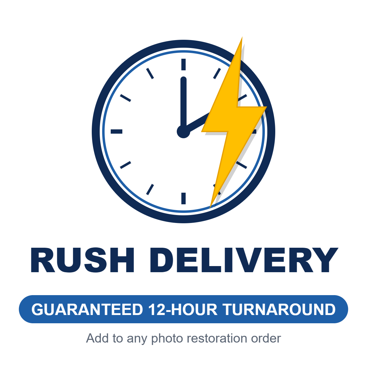 Rush Delivery add-on – guaranteed 12-hour turnaround on any photo restoration order