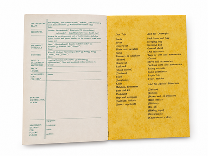 Vintage REI trip journal interior spread